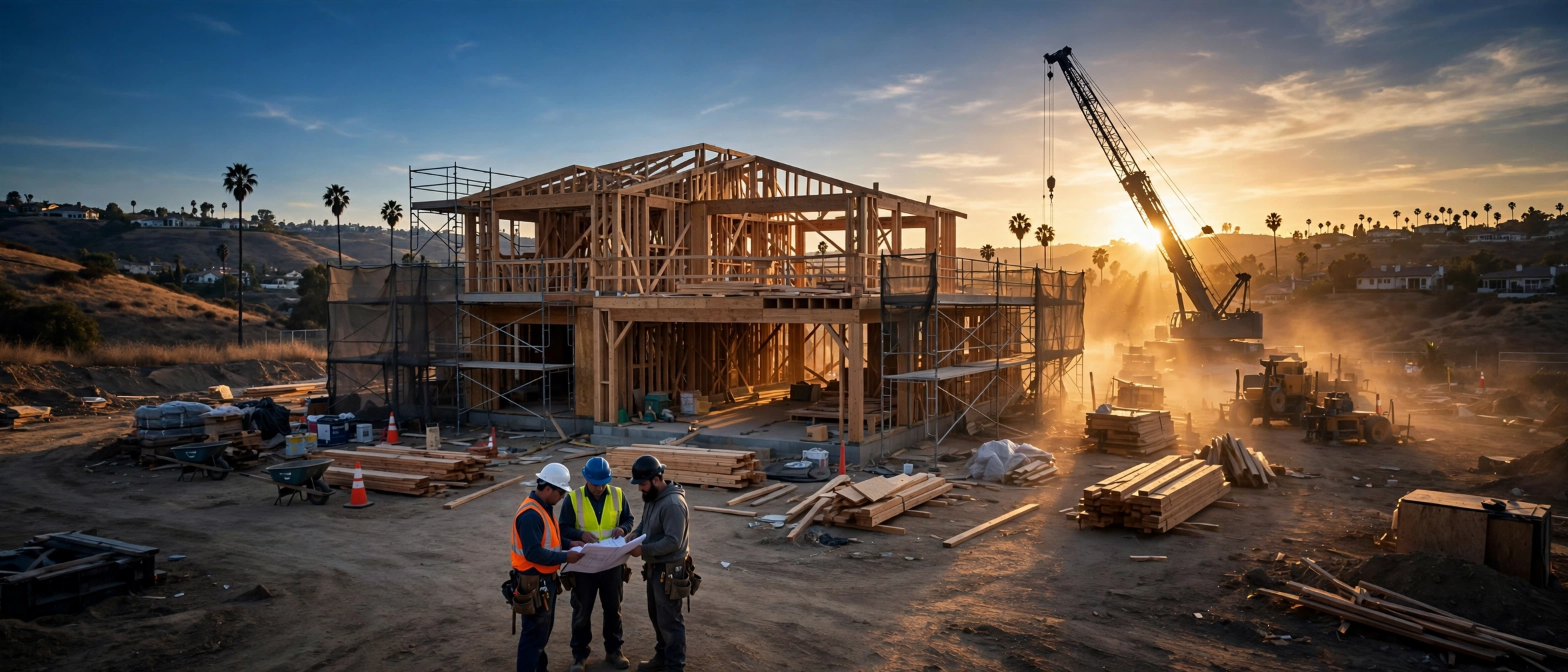 Mars Construction job site at golden hour